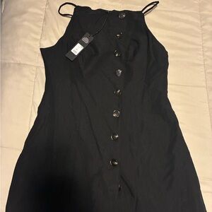 Fashion Nova Black Mini Dress with Button Detail